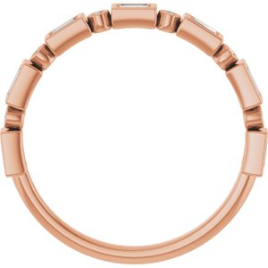 14K Rose Gold Straight Baguette 2.5 X 1.5 Mm Natural Standard Diamond Polished 1/3 Ctw Natural Diamond Anniversary Band Size 7