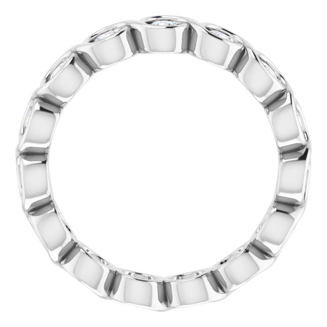 14K White Gold Round 2.25 Mm Si2-Si3, G-H Polished 7/8 Ctw Natural Diamond Eternity Band, Size 7
