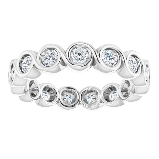 14K White Gold Round 2.25 Mm Si2-Si3, G-H Polished 7/8 Ctw Natural Diamond Eternity Band, Size 7