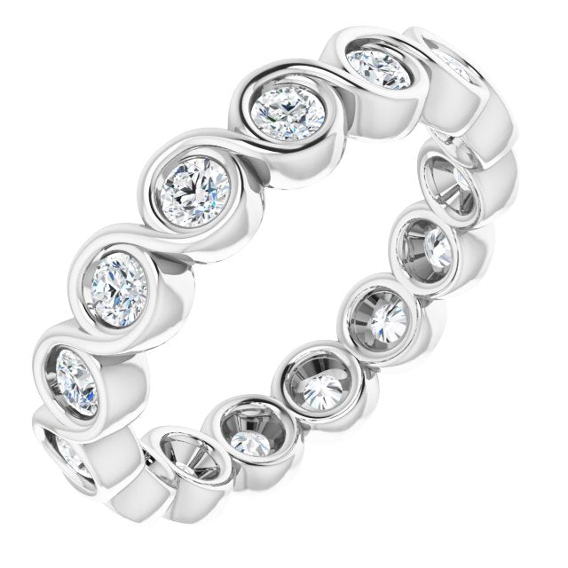 14K White Gold Round 2.25 Mm Si2-Si3, G-H Polished 7/8 Ctw Natural Diamond Eternity Band, Size 7