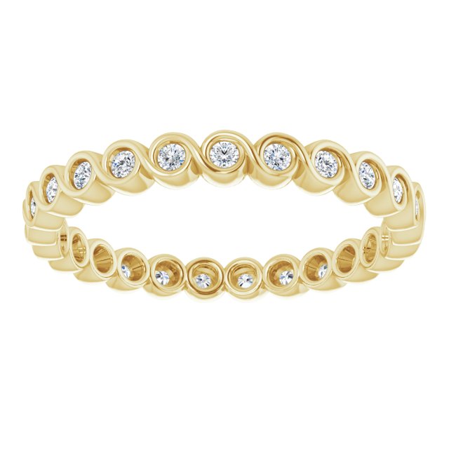 14K Yellow Gold Round 1.5 Mm Si2-Si3, G-H Polished 1/3 Ctw Natural Diamond Eternity Band, Size 7