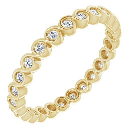 14K Yellow Gold Round 1.5 Mm Si2-Si3, G-H Polished 1/3 Ctw Natural Diamond Eternity Band, Size 7