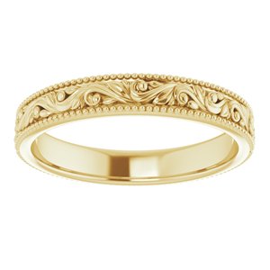 14K Yellow Or White Or Rose Gold Or Sterling Silver Or Platinum 3.2 Mm Polished Floral Band