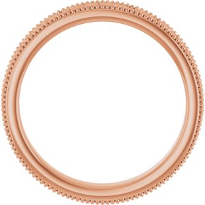14K Yellow Or White Or Rose Gold Or Sterling Silver Or Platinum Milgrain Edge Floral Flat Band