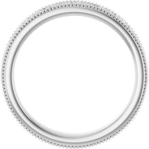 14K Yellow Or White Or Rose Gold Or Sterling Silver Or Platinum Milgrain Edge Floral Flat Band