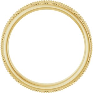 10K Yellow Or White Or Rose Gold Milgrain Edge Floral Flat Band