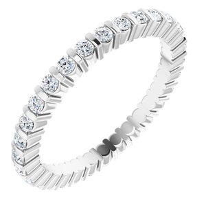 14K White Gold Round 1.5 Mm G-H Si2-Si3 1/2 Ctw Natural Diamond Eternity Band Size 7