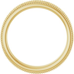 10K Yellow Or White Or Rose Gold Milgrain Edge Floral Flat Band