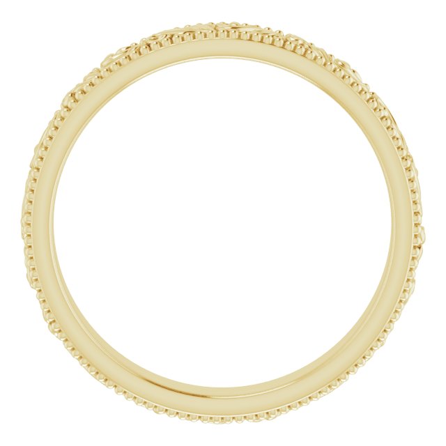 14K Yellow Or White Gold Or Sterling Silver Or Platinum 3.2 Mm Polished Milgrain Edge Floral Standard-Fit Flat Band