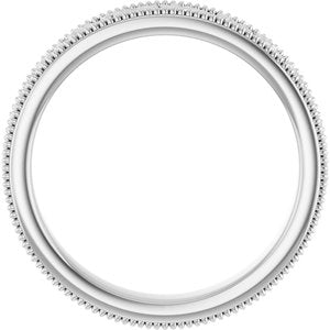 14K Yellow Or White Or Rose Gold Or Sterling Silver Or Platinum Milgrain Edge Floral Flat Band
