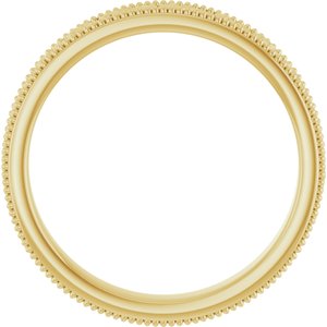 10K Yellow Or White Or Rose Gold Milgrain Edge Floral Flat Band