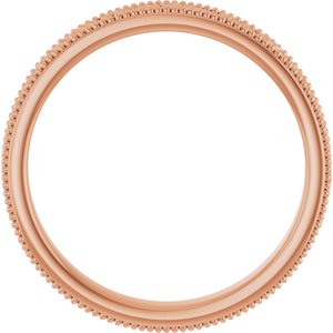 14K Yellow Or White Or Rose Gold Or Sterling Silver Or Platinum Milgrain Edge Floral Flat Band