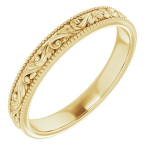 10K Yellow Gold 3.2 Mm Polished Floral Band