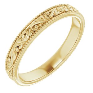 14K Yellow Or White Or Rose Gold Or Sterling Silver Or Platinum 3.2 Mm Polished Floral Band