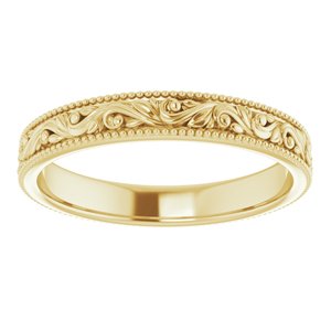 14K Yellow Or White Or Rose Gold Or Sterling Silver Or Platinum 3.2 Mm Polished Floral Band