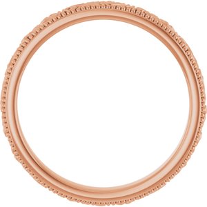 14K Yellow Or White Or Rose Gold Or Sterling Silver Or Platinum Milgrain Edge Floral Flat Band