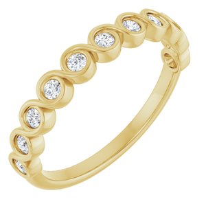 14K Yellow Gold Round 1.7 Mm Polished 1/5 Ctw Natural Diamond Anniversary Band Size 7