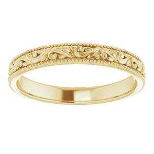 14K Yellow Or White Or Rose Gold Or Sterling Silver Or Platinum 3.2 Mm Polished Floral Band
