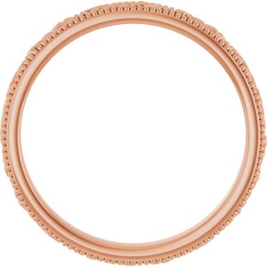 14K Yellow Or White Or Rose Gold Or Sterling Silver Or Platinum Milgrain Edge Floral Flat Band