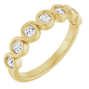 14K Yellow Gold Round 2.5 Mm Polished 3/8 Ctw Natural Diamond Anniversary Band Size 7