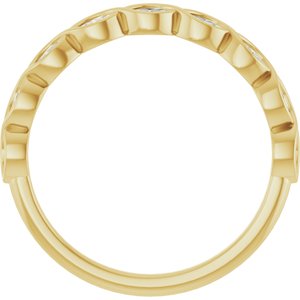 14K Yellow Gold Marquise 3 X 1.5 Mm Polished 1/4 Ctw Natural Diamond Anniversary Band Size 7