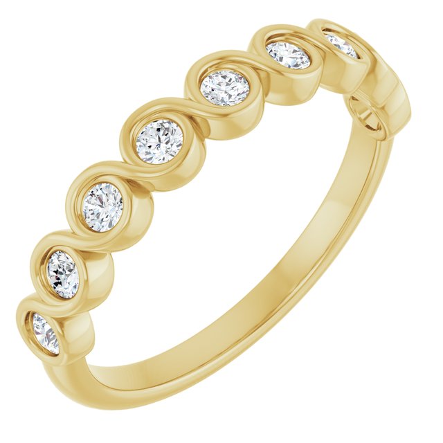 14K Yellow Gold Round 2 Mm Polished 1/4 Ctw Lab-Grown Diamond Anniversary Band, Size 7