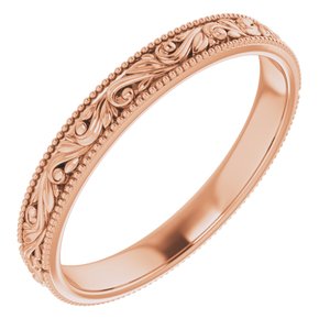 14K Yellow Or White Or Rose Gold Or Sterling Silver Or Platinum 3.2 Mm Polished Floral Band