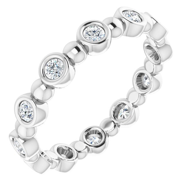 14K White Gold Round 2 Mm Si2-Si3, G-H Polished 3/8 Ctw Natural Diamond Eternity Band, Size 7