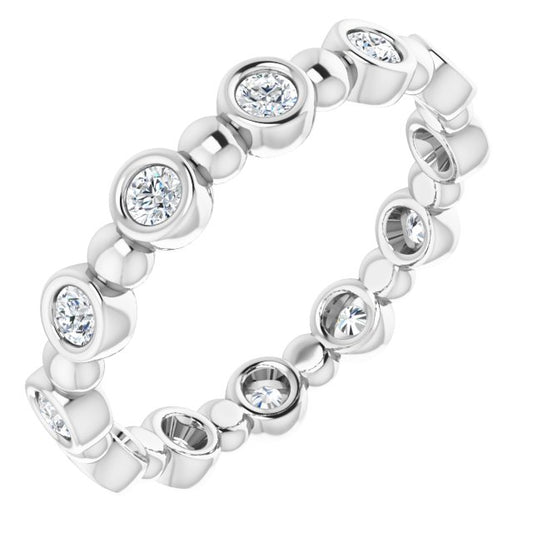 14K White Gold Round 2 Mm Si2-Si3, G-H Polished 3/8 Ctw Natural Diamond Eternity Band, Size 7