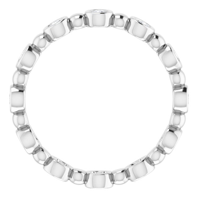 14K White Gold Round 2 Mm Si2-Si3, G-H Polished 3/8 Ctw Natural Diamond Eternity Band, Size 7