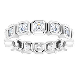 14K White Gold Asscher 2.5 X 2.5 Mm Ghi Vs 1 5/8 Ctw Natural Diamond Eternity Band Size 7