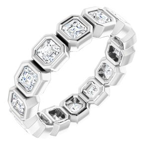 14K White Gold Asscher 2.5 X 2.5 Mm Ghi Vs 1 5/8 Ctw Natural Diamond Eternity Band Size 7