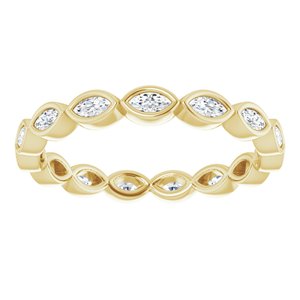 14K Yellow Gold Marquise 3 X 1.5 Mm Ghi Si2-Si3 1/2 Ctw Natural Diamond Eternity Band Size 6