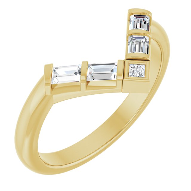 14K White Or Yellow Gold Or Platinum Polished 1/3 Ctw Natural Diamond Contour Band, Size 7