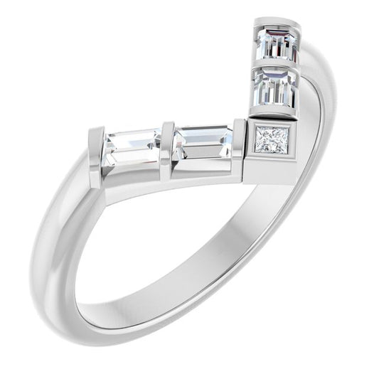 14K White Or Yellow Gold Or Platinum Polished 1/3 Ctw Natural Diamond Contour Band, Size 7