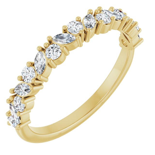 14K White Or Yellow Gold Marquise 3 X 1.5 Mm Polished 1/2 Ctw Natural Diamond Anniversary Band, Size 7