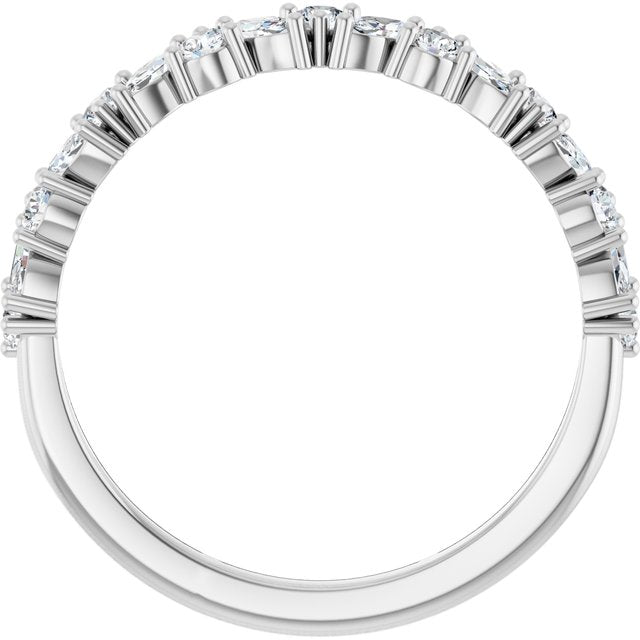14K White Or Yellow Gold Marquise 3 X 1.5 Mm Polished 1/2 Ctw Natural Diamond Anniversary Band, Size 7