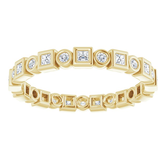 14K Yellow Gold Square 1.3 X 1.3 Mm Si2-Si3, G-H Polished 1/4 Ctw Natural Diamond Eternity Band, Size 7