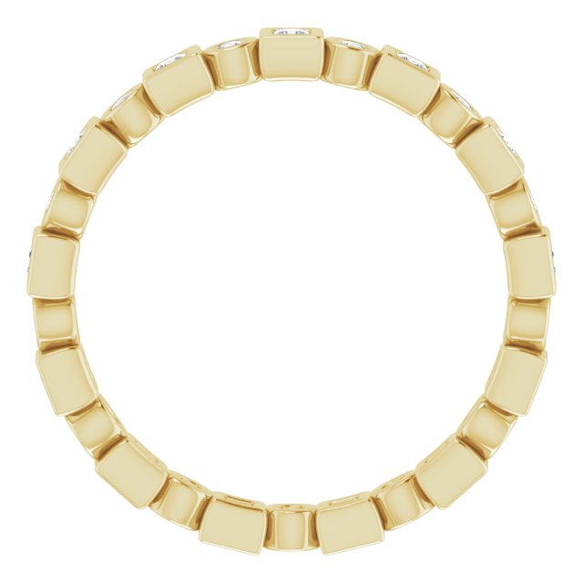 14K Yellow Gold Square 1.3 X 1.3 Mm Si2-Si3, G-H Polished 1/4 Ctw Natural Diamond Eternity Band, Size 7