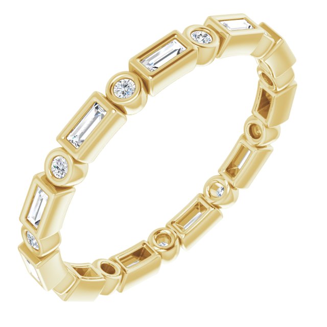 14K Yellow Gold Straight Baguette 2.5 X 1 Mm Si2-Si3, Ghi Polished 1/3 Ctw Natural Diamond Eternity Band, Size 6