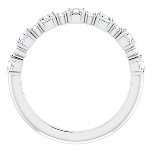 14K White Gold Asscher 2.6 X 2.6 Mm Polished 3/4 Ctw Natural Diamond Anniversary Band Size 7