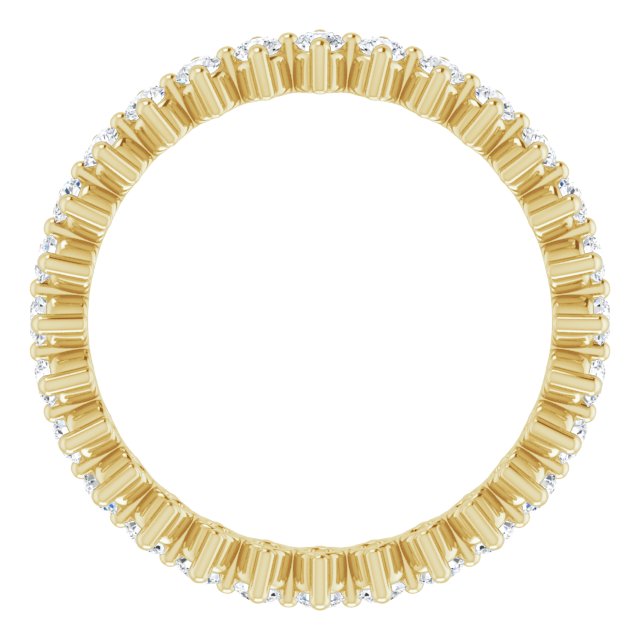 14K Yellow Gold Round 1.7 Mm Si2-Si3, G-H Polished 1/2 Ctw Natural Diamond Eternity Band, Size 7