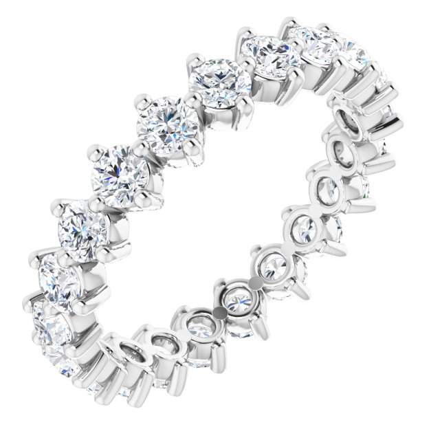 14K White Gold Round 3 Mm Si2-Si3, G-H Polished 1 3/4 Ctw Natural Diamond Eternity Band, Size 7