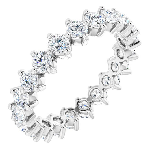 14K White Gold Round 3 Mm Si2-Si3, G-H Polished 1 3/4 Ctw Natural Diamond Eternity Band, Size 7