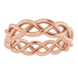 14K Rose Gold Woven-Design Band Size 4