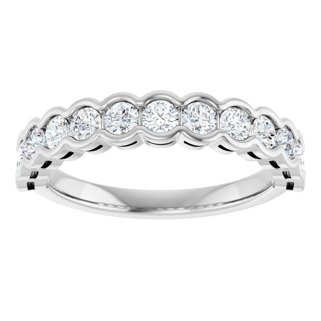 14K White Gold Round 2.5 Mm Polished 3/4 Ctw Natural Diamond Anniversary Band, Size 7
