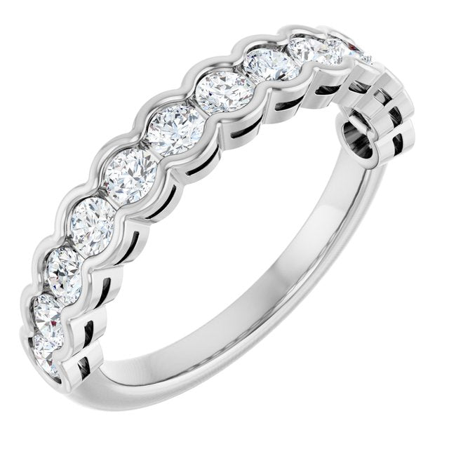 14K White Gold Round 2.5 Mm Polished 3/4 Ctw Lab-Grown Diamond Anniversary Band, Size 7