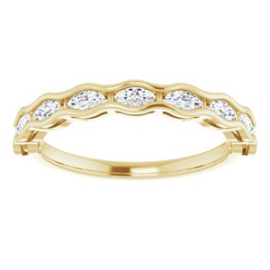 14K Yellow Gold Marquise 3.5 X 1.75 Mm 3/8 Ctw Natural Diamond Anniversary Band Size 7