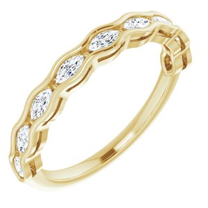 14K Yellow Gold Marquise 3.5 X 1.75 Mm 3/8 Ctw Natural Diamond Anniversary Band Size 7