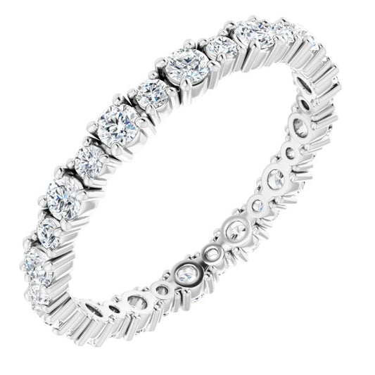 14K White Or Rose Gold Round 2 Mm Si2-Si3, Ghi Polished 3/4 Ctw Natural Diamond Eternity Band, Size 7